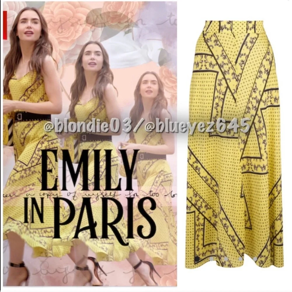 Ganni Silk Mix Skirt minion yellow 42/US 10 - Picture 1 of 8